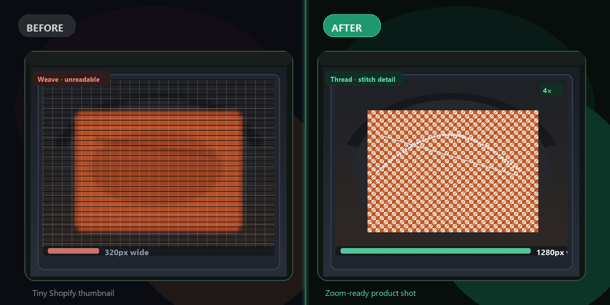 Image upscaling before and after — blurry photo sharpened with AI